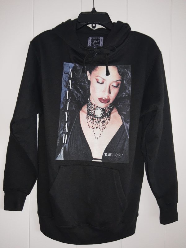 Aaliyah Baby Girl by Cross Colours Black Pullover Pocket Hoodie Small