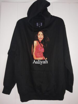 Aaliyah by Cross Colours Black Pullover Pocket Hoodie Medium
